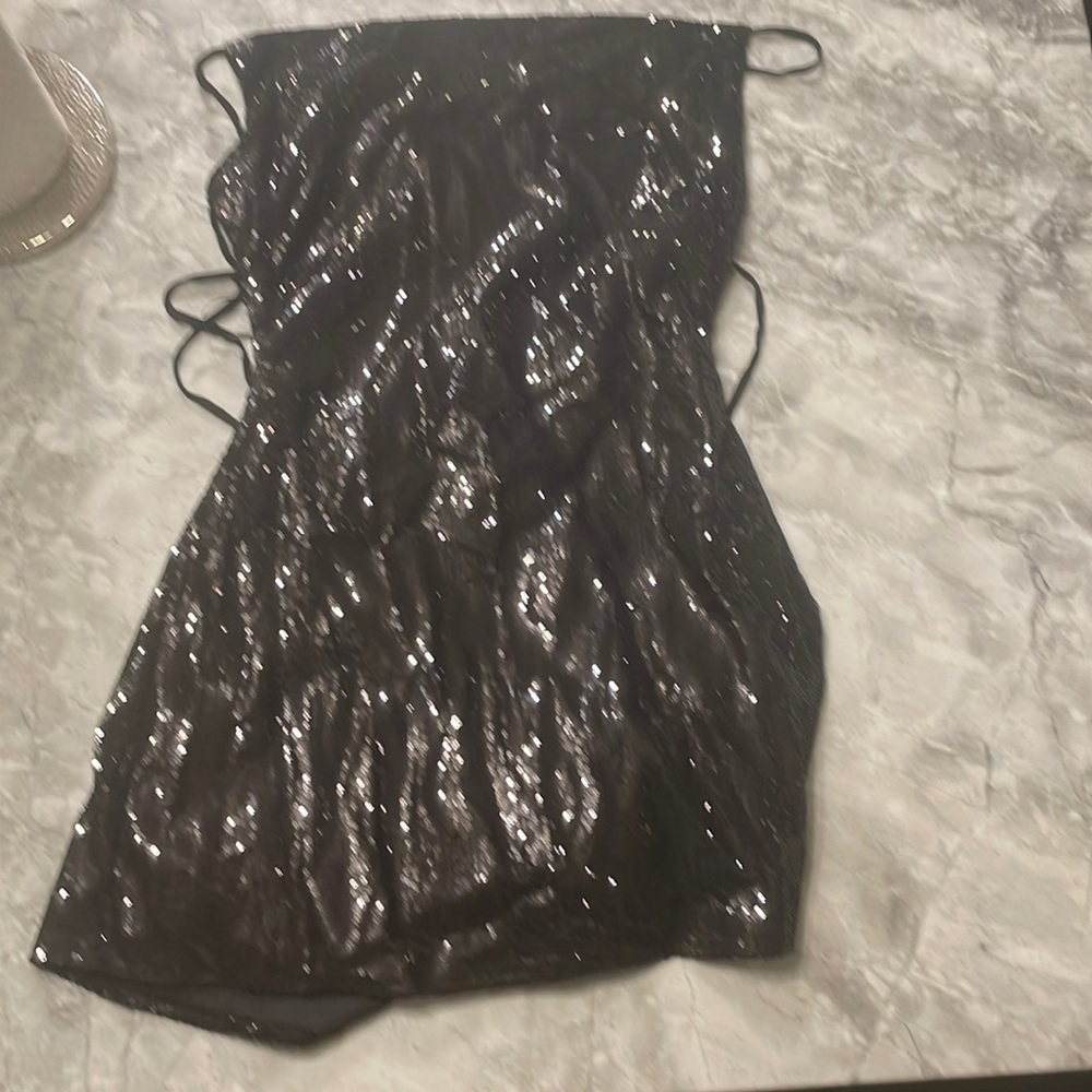 that’s so fetch black sequin mini dress